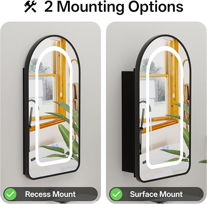 LED Arched Bathroom Medicine Cabinet - Image 4