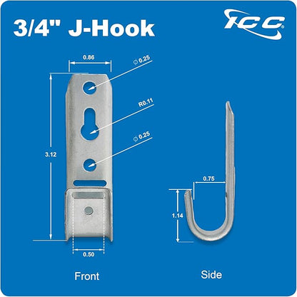 ICC 3/4-Inch Wall Mount J-Hook – 25-Pack, Cable Support Hooks Without Retainer - Image 8