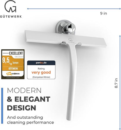 GÜTEWERK Shower Squeegee for Glass Doors, Silicone Window Squeegee, Bathroom - Image 3