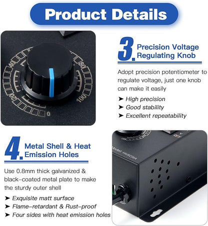 HARMNEE AC Motor Speed Controller 110-120V / 10A Rated / 15A Max, Fan Speed - Image 7
