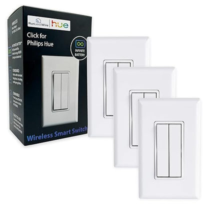 RunLessWire Click for Philips Hue – Battery-Free Wireless Smart Light Switch by RunLessWire