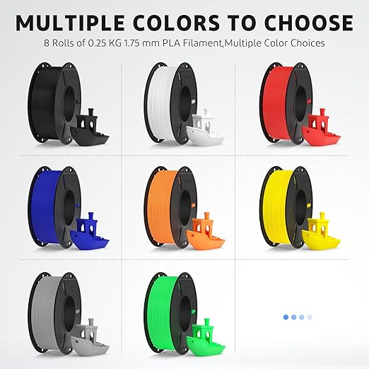 ELEGOO 250g PLA 3D Printer Filament Bundle 1.75mm, 8 Colors Dimensional - Image 2