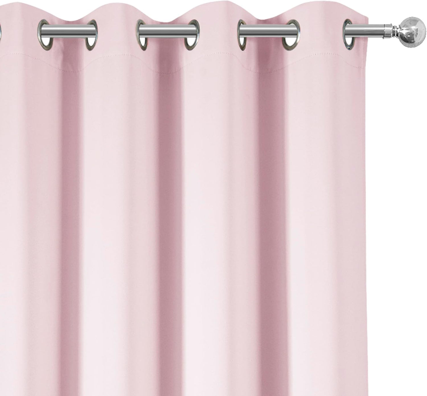 100% Blackout Curtains 52 x 84 Inches Long Thermal Insulated Baby Pink Curtains with Black Liner Set of 2 Panels for Nursery Room