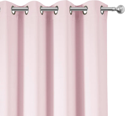 100% Blackout Curtains 52 x 84 Inches Long Thermal Insulated Baby Pink Curtains with Black Liner Set of 2 Panels for Nursery Room