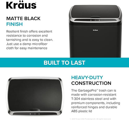 Kraus GarbagePro Rectangular 13 Gallon Hands-Free Motion Sensor Trash Can - Image 11