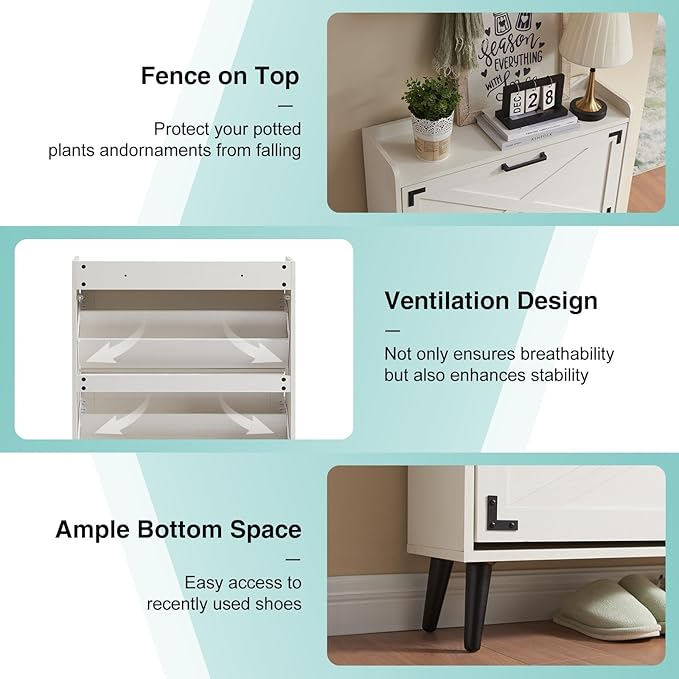 Shoe Storage Cabinet, Farmhouse Shoe Organizer - Image 5