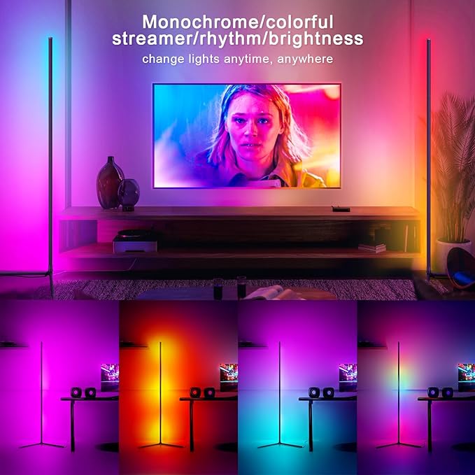 Tyute Corner Floor Lamp 2 Pack, LED Lamps - Image 2