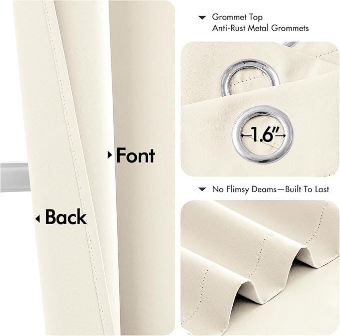 MIULEE Beige White Blackout Curtains - Image 4