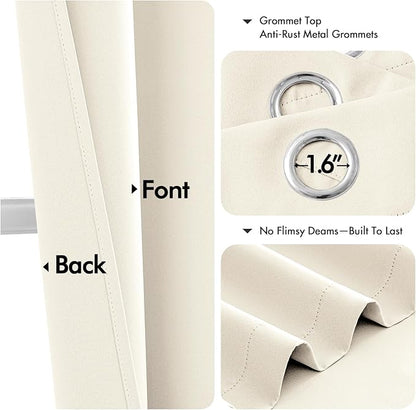 MIULEE Beige White Blackout Curtains - Image 4