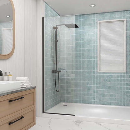 Sunrosa 24"×76" Shower Glass Panel, 8mm Thick Shower Screen, Matte Black by ElevateYourEverydayShower
