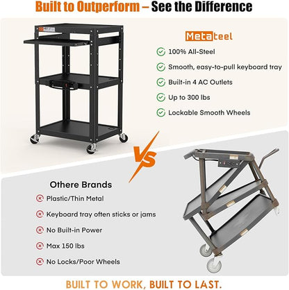 AV Presentation Cart Stand for Video Projector, Laptop Computers, Metal - Image 7