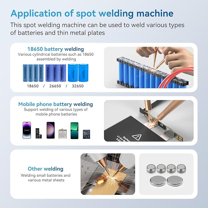 Battery Spot Welder, AWithZ 1.5" LCD Screen Recyclable 11000mAh Spot Welder - Image 2