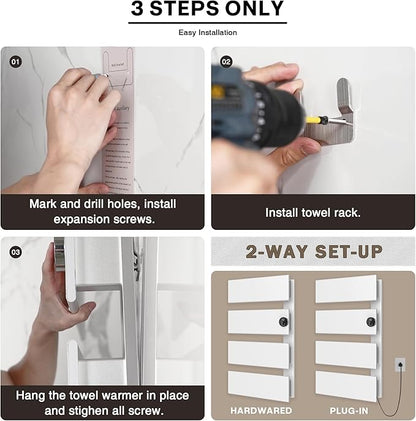 K&KALONZO Electric Towel Warmer, 18.35" W x 31" H Wall-Mounted Towel Heater - Image 6