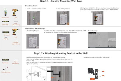 Amazon Basics Full Motion TV Wall Mount fits 12" to 40" TVs and VESA 200x200 - Image 9