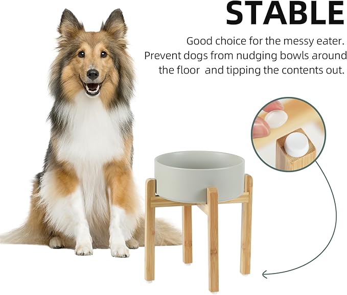 Ceramic 8.2inch Raised Dog Bowl Set, Elevated Feeder - Image 5