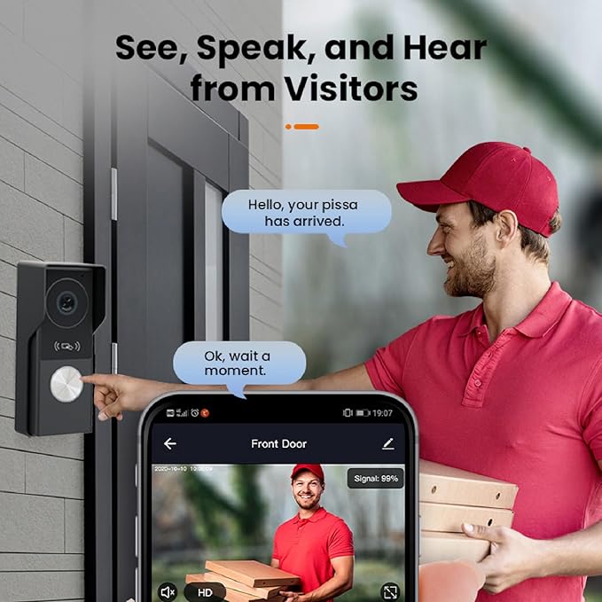 2 Wires Video Door Phone intercom doorbell System, 7 Inch Touch Screen Monitor - Image 6