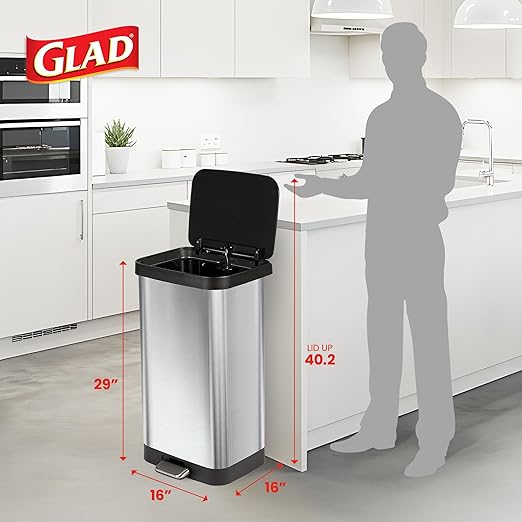 Glad Stainless Steel Step Trash Can - Image 2