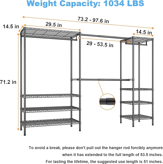 Ulif E11 Heavy-Duty Garment Rack, Metal Freestanding Clothes Rack and Closet - Image 5