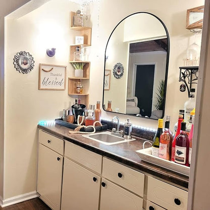 36x48 inch Black Tempered Glass Arched Mirror by MYlovelylands