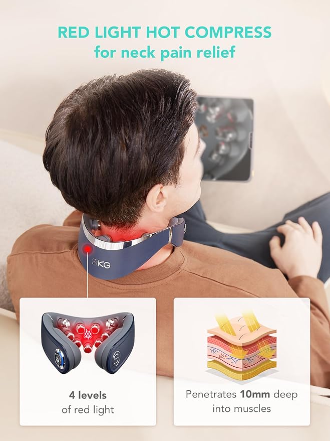 SKG Foldable Neck Massager for Pain Relief Deep Tissue Vibration Cordless - Image 4