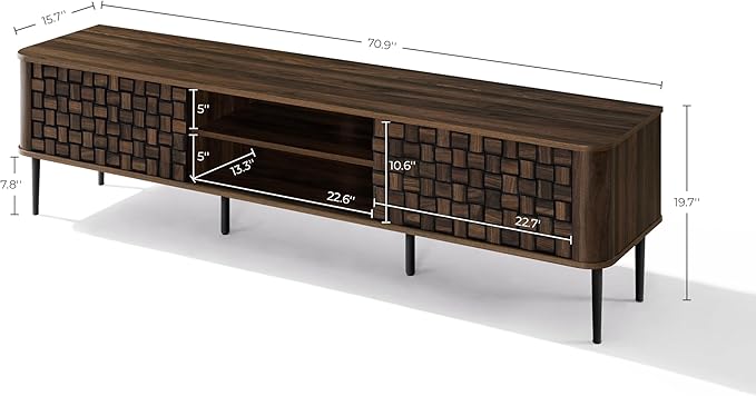 LuxenHome TV Stand for Living Room up to 80'' TVs, Media Console TV Console - Image 2