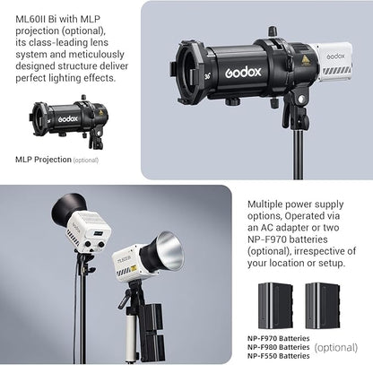 Godox ML60IIBi with Handheld Bracket, 70W Bi-Color LED Video Light, Handheld - Image 3