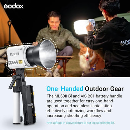Godox ML60IIBi with Handheld Bracket, 70W Bi-Color LED Video Light, Handheld - Image 2