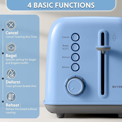 BUYDEEM DT620 2-Slice Toaster, Extra Wide Slots, Retro Stainless Steel - Image 3