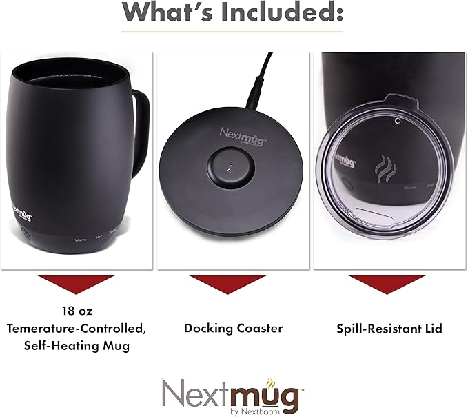 Nextmug Plus Temperature-Controlled, Self-Heating Mug – No App, Long-Lasting - Image 4