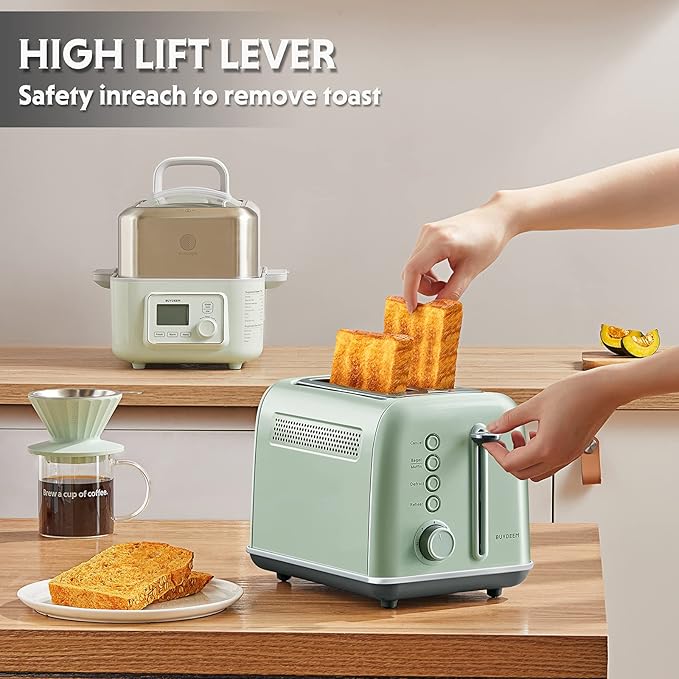 BUYDEEM DT620 2-Slice Toaster, Extra Wide Slots, Retro Stainless Steel - Image 5
