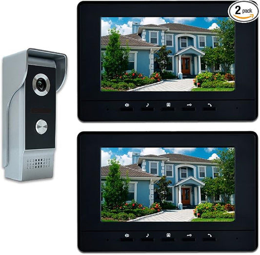 Video Intercom System, 7 Inches Video Doorbell Door Phone System, Wired Video by AMOCAM