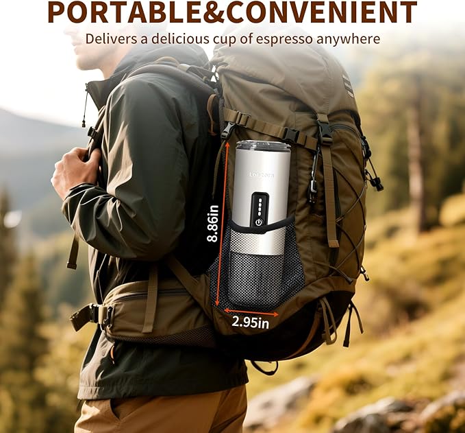 Leozora Portable Espresso Maker, 20Bar Professional Pressure, Stainless Steel - Image 2