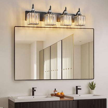 BBLLWJ Modern Bathroom Vanity Light 4-Light Black Crystal Light Fixtures Over - Image 7