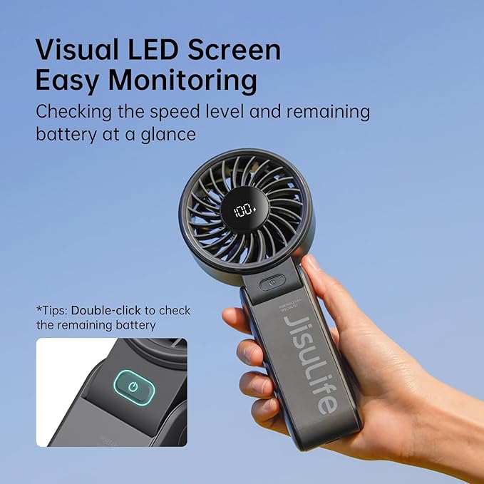 JISULIFE Handheld Fan Life7 – Ultimate Flexibility: High-Power Motor, LED - Image 5