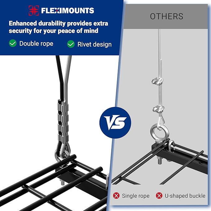 FLEXIMOUNTS Overhead Garage Storage Rack Lift, 4x4 Ft Heavy-Duty Garage Ceiling - Image 6