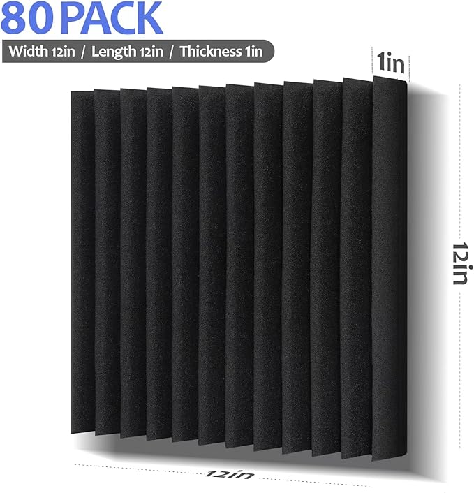 80 Pack Acoustic Foam Panels, High Density Sound Absorbing Panels, Soundproof - Image 3