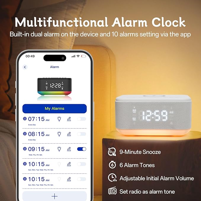 Bluetooth Alarm Clock Radio Bedroom, Digital Dual Alarm Clock Bedroom - Image 3