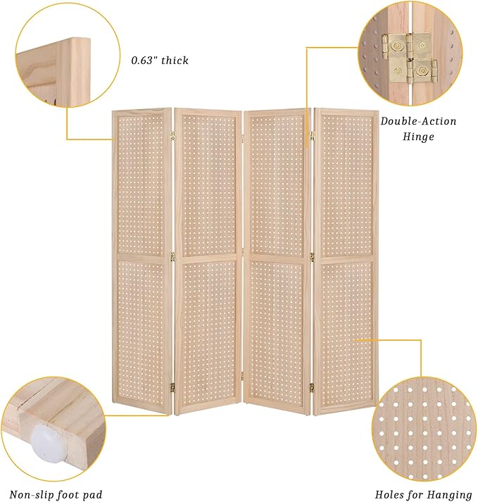 Bonnlo 4 Panel Pegboard Freestanding, 5 FT Portable Display Board Organizer - Image 4