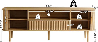 DAMCROP 62.4 Inch Fluted TV Stand, Modern Media Console Table - Image 2