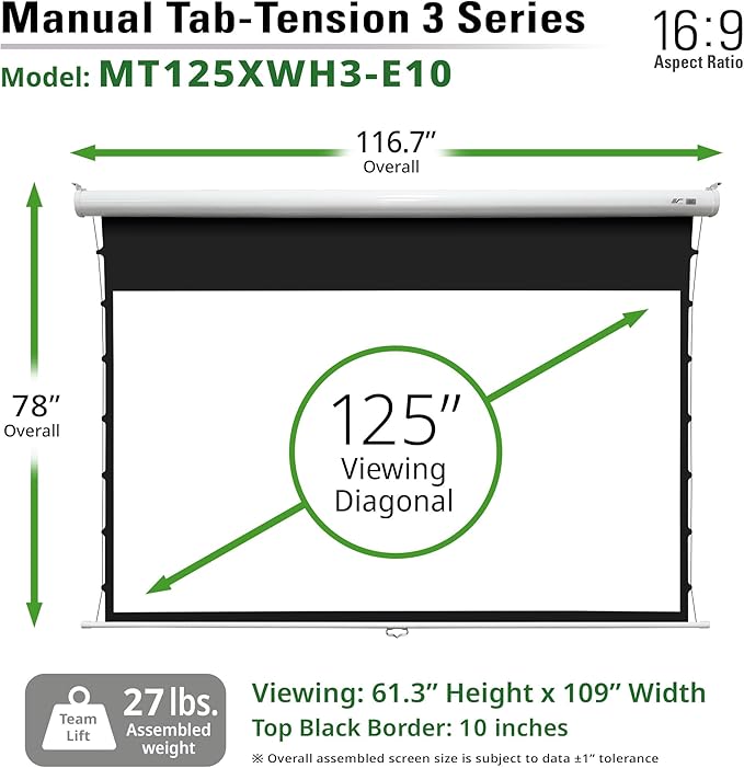 Elite Screens Manual Tab-Tension 3, 125-INCH - Image 7