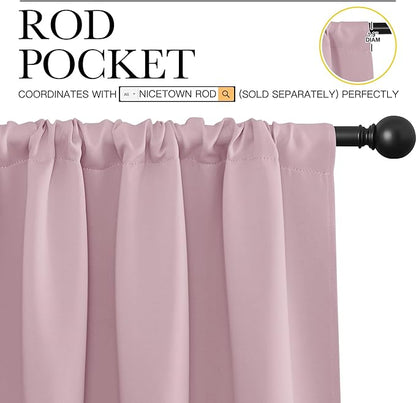 NICETOWN 2 Panels Blackout Curtains, Rod Pocket Window Curtains Room Darkning - Image 2