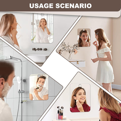 Shower Mirror Fogless for Shaving Anti-Fog Frameless Wall Hanging Makeup,11.02" L x 7.87" W,Darkgrey