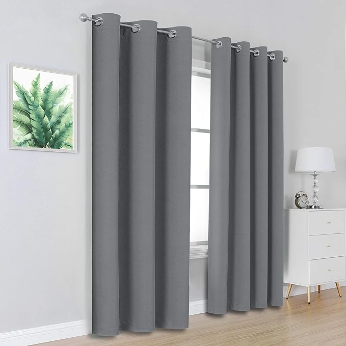 DUALIFE Grey Blackout Curtains 84 Inches Long - Image 2