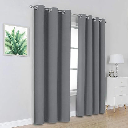 DUALIFE Grey Blackout Curtains 84 Inches Long - Image 2