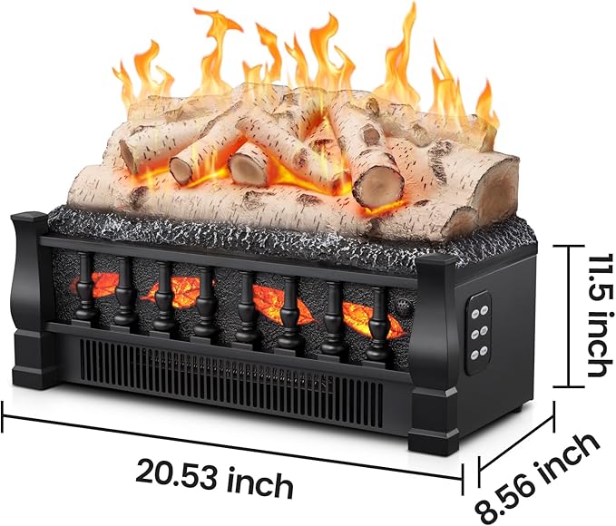 Electric Fireplace Insert Log Heater 21 Inches, 5 Flame Brightness, 750w/1500w - Image 6