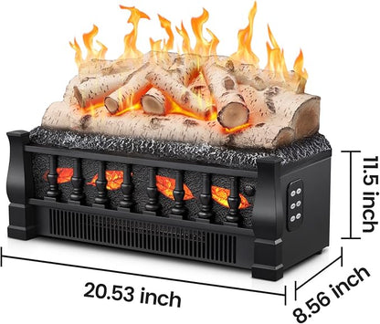 Electric Fireplace Insert Log Heater 21 Inches, 5 Flame Brightness, 750w/1500w - Image 6