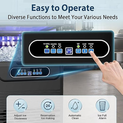 Commercial Ice Maker Machine 100 Lbs/24H, 36 Ice Cubes in 9-15 Mins, Dual Water - Image 2