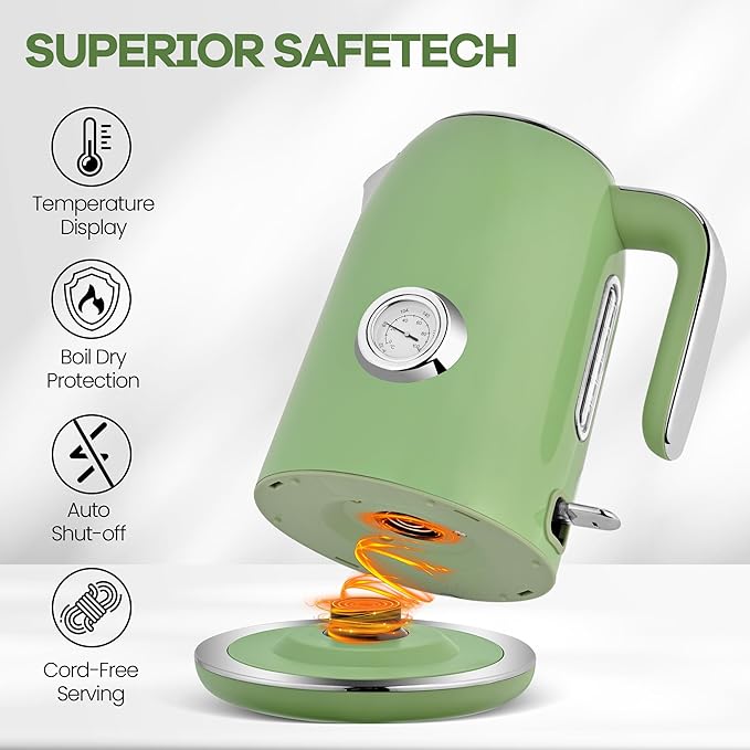 Pukomc Electric Kettle, 1.7L Stainless Steel Electric tea kettle - Image 3