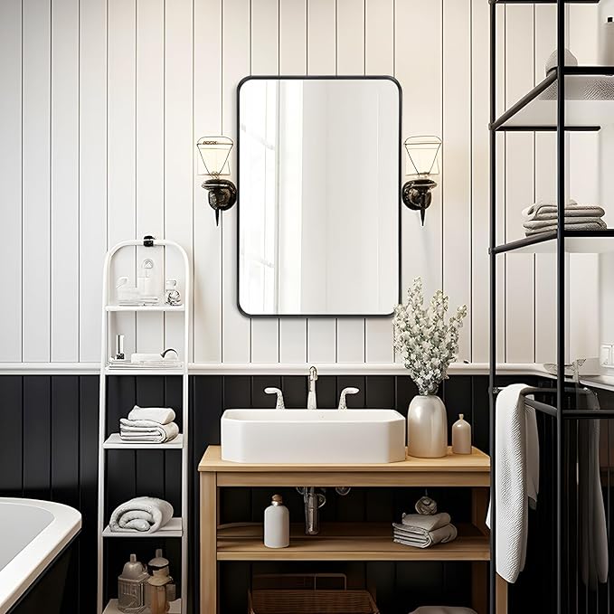 Fabuday Bathroom Mirrors Over Sink 2 Pack- 36x24 Inch Black Matte Framed - Image 5