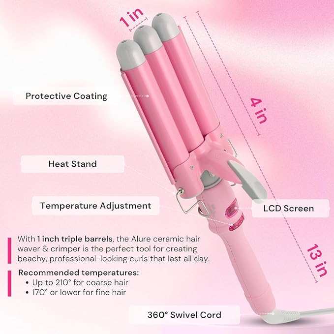 Alure Three Barrel Curling Iron Wand Hair Waver - Image 6